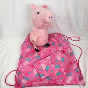 Hug n' Oink Peppa Pig Talking Plush WORKS 2003 Zippered Pouch Cinch Bag No Dress
